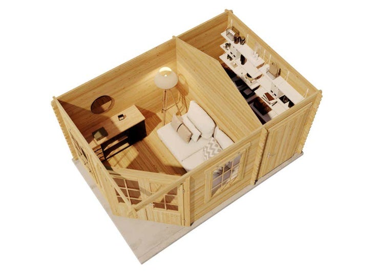 Alpholz 5-Eck Gartenhaus Modell Rhein ISO aus Holz mit 40 mm Wandstärke und Walmdach mit Imprägnierung