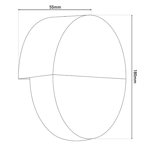 Abmessungsskizze, 180 mm und 55 mm