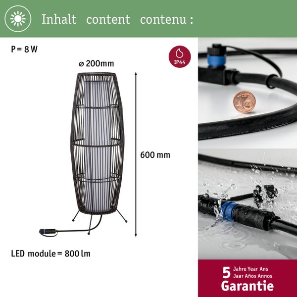 Hände in Arbeitshandschuhen halten eine Produktverpackung von Paulmann LED Streifen gekennzeichnet als B Ware in einem Lager
