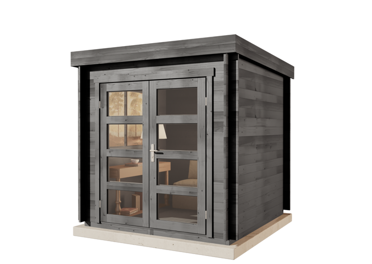 Alpholz Gartenhaus Set Paloma Petit Imprägniert Grau 234x234cm inkl. Dacheindeckung und Fußboden