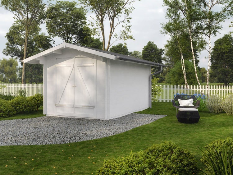 Alpholz Gerätehaus Emelie Gartenhaus aus Holz, Holzhaus mit 34 mm Wandstärke Blockbohlenhaus, Naturbelassen
