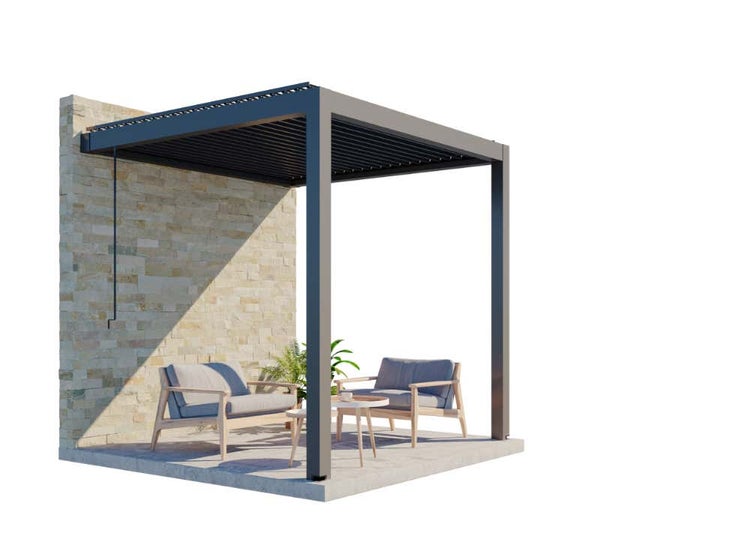 Huun Pergola Piano wandmontiert aus Metall in Grau 3x3m