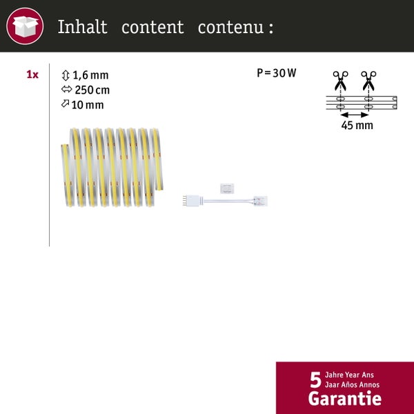 Paulmann MaxLED Full-Line COB LED-Strip 2,5 Meter Tageslicht 6500 Kelvin dimmbar in Verpackung
