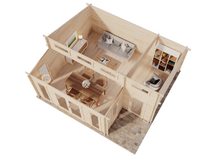 Alpholz Gartenhaus Lausitz Prima aus Holz Holzhaus Wandstärke: 40 mm Blockbohlenhaus