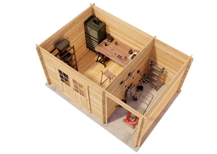 Alpholz Pultdach Gartenhaus Modell Maria-28 Compact aus Holz in braun Gartenhütte Wandstärke: 28 mm Inklusive: Schleppdach Geräteschuppen