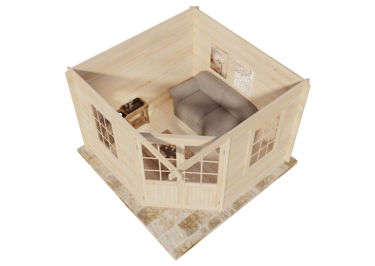 Alpholz 5-Eck Gartenhaus Monica aus Massiv-Holz, Gerätehaus mit 40 mm Wandstärke, Garten Holzhaus inklusive Montagematerial, Geräteschuppen Größe: 300 x 300 cm, Spitzdach