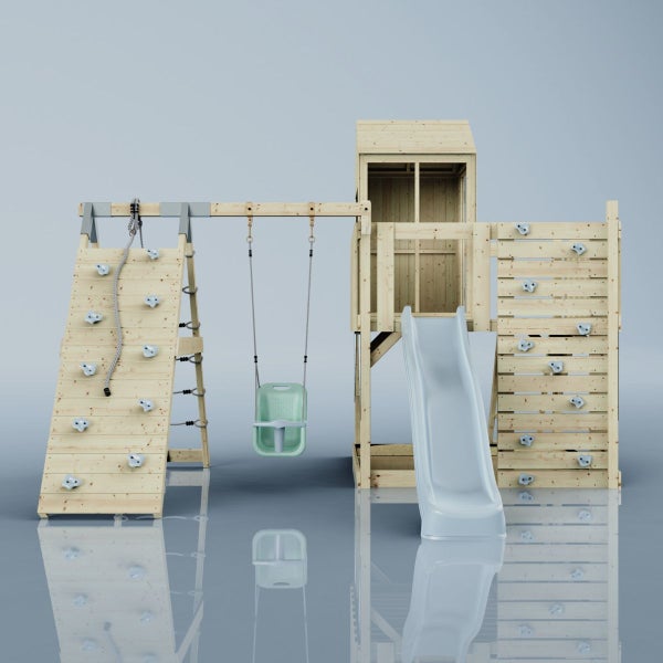 OutdoorToys Spielturm Ida aus Holz in Blau Babyschaukel