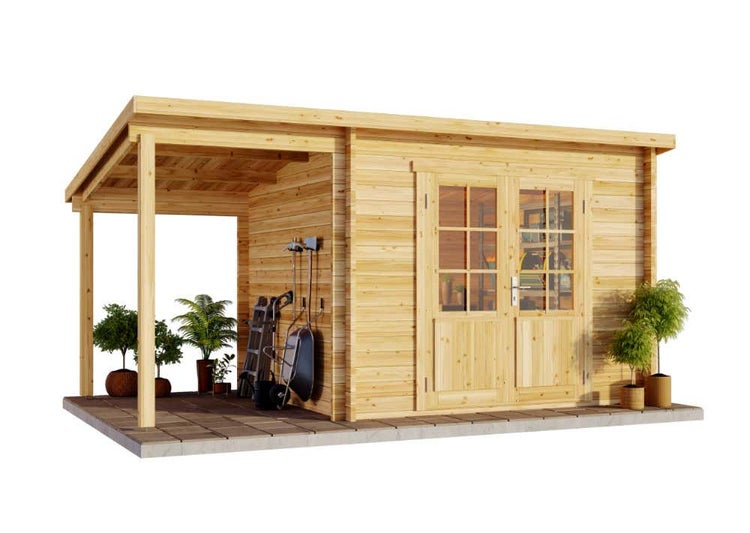 Alpholz Gartenhaus Maria mit Schleppdach aus Holz Gerätehaus mit 28 mm Wandstärke und Imprägnierung