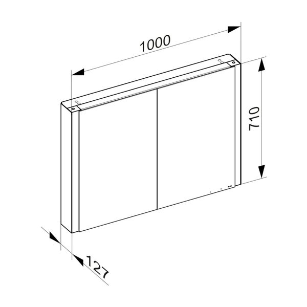 KEUCO Royal Mia Aufputz-LED-Spiegelschrank 100cm, 2 Türen, Spiegelheizung, Seiten schwarz