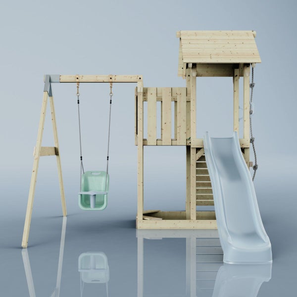 Spielplatz mit Schaukel und Rutsche