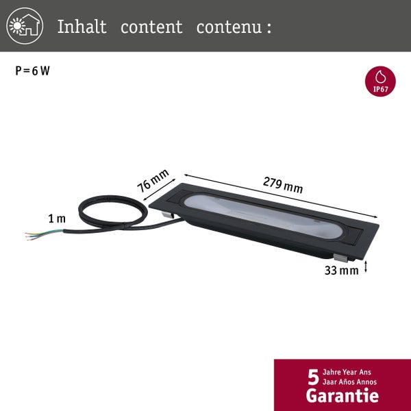 Außenleuchte mit integriertem Hochfrequenz-Bewegungsmelder zur automatischen Lichtsteuerung an einer Hauswand.