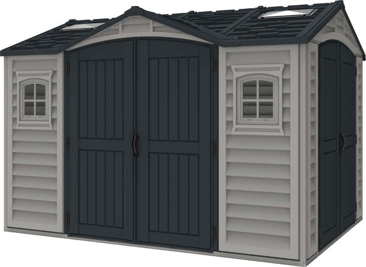 DURAMAX Kunststoff-Gerätehaus Gerätehaus aus Kunststoff in Grau, Geräteschrank mit 4 mm Wandstärke, Gartenhaus mit Montagematerial
