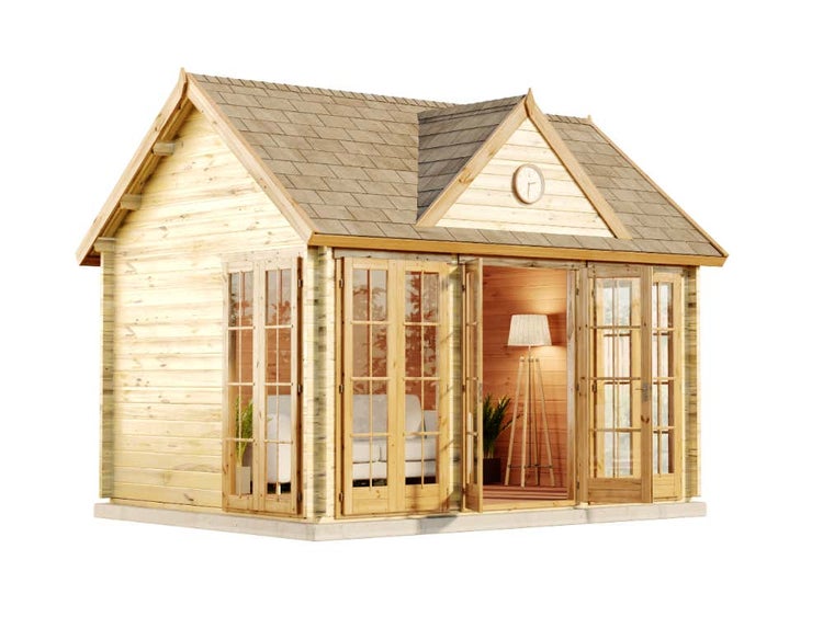Alpholz Gartenhaus CLOCKHOUSE® 44 Modern ISO Gartenhaus aus Holz Holzhaus mit 44 mm Wandstärke, Blockbohlenhaus mit Montagematerial imprägniert 4,2x3,2m