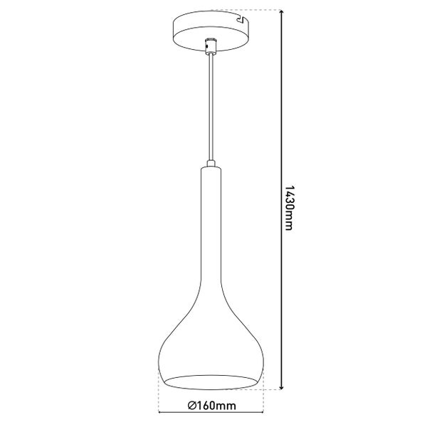 Technische Zeichnung einer Pendelleuchte mit den Maßen 1430 mm Höhe und 160 mm Durchmesser.