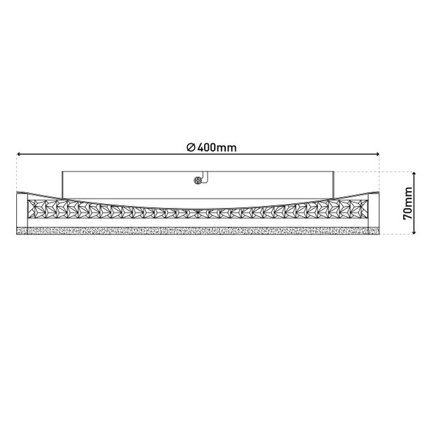 Technische Zeichnung einer Deckenleuchte mit den Maßen 400 mm Durchmesser und 70 mm Höhe.