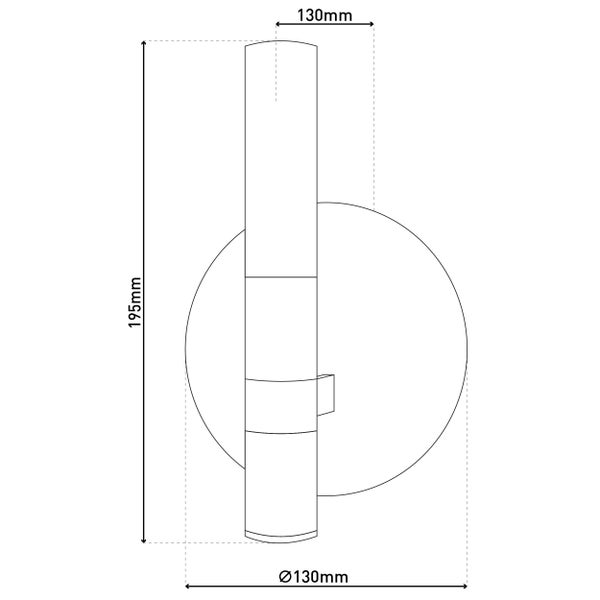 Technische Zeichnung einer Wandleuchte mit Maßangaben