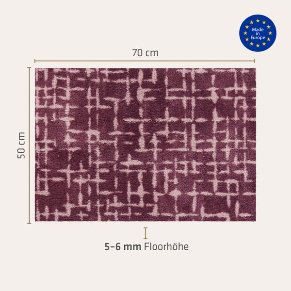 Akzente Feel Badematte mit Motiv in Aubergine Fußmatte 50 x 70 cm, rutschfest, saugfähig