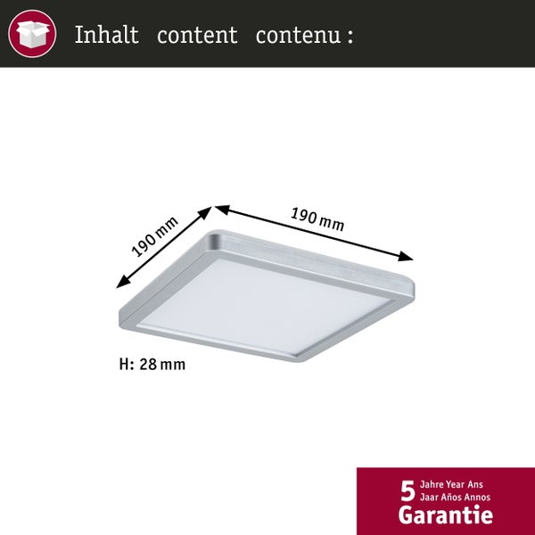 LED Panel Atria Shine Backlight eckig 190x190 mm 11,2W 900lm 4000K Chrom matt