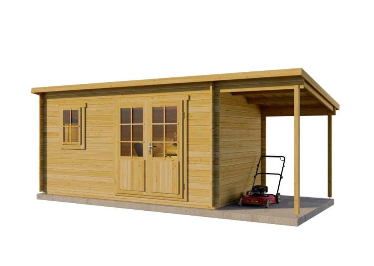 Alpholz Gartenhaus York mit Schleppdach aus Holz Gartenhaus mit 40 mm Wandstärke Gartenhütte Geräteschuppen Flachdach