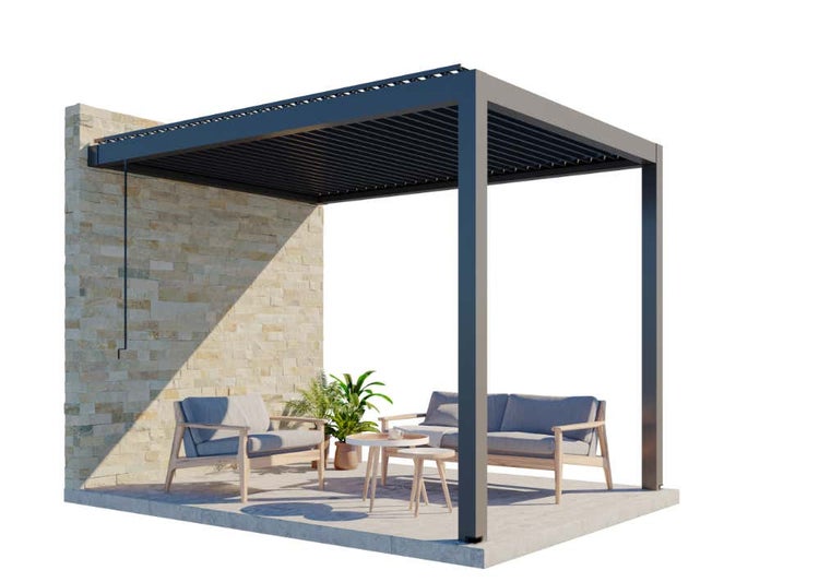 Huun Pergola Piano wandmontiert aus Metall in Grau 3x4m