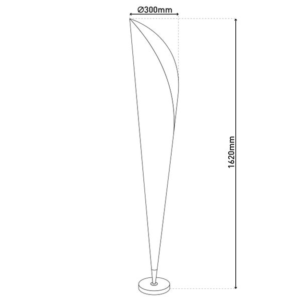 Illustration eines Beachflags mit Größenangaben