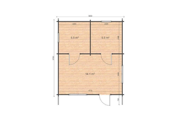Alpholz Gartenhaus Eko Gartenhaus aus Holz in natur, Holzhaus mit 44 mm Wandstärke Blockbohlenhaus imprägniert 5,2x6,4m