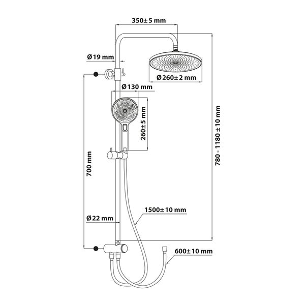 SCHÖNER WOHNEN-Kollektion Duschsystem BIELLA, Chrom, Duschstange mit Regendusche