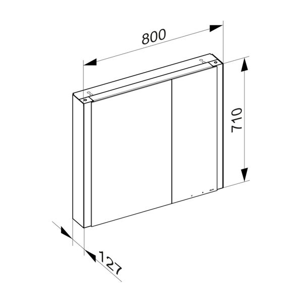 KEUCO Royal Mia Aufputz-LED-Spiegelschrank 80cm, 2 Türen, Spiegelheizung, asymmetrisch, Seiten schwarz