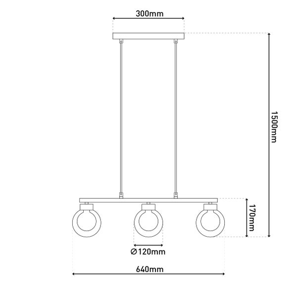 Hängeleuchte mit drei Glaskugeln
