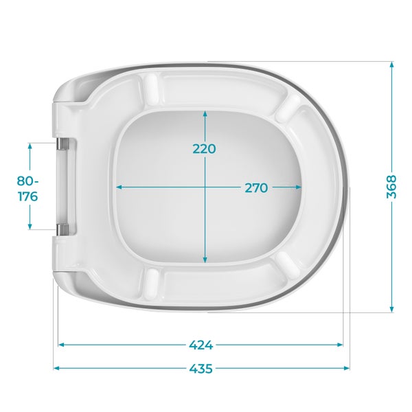 Calmwaters WC-Sitz für Ideal Standard Connect | Toilettensitz Absenkautomatik | Duroplast | Take-Off & Top-Fix | Überlappend | Edelstahlscharnier | Made in EU | Weiß | 26LP6261