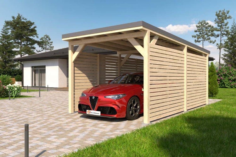 Alpholz Einzelcarport Ville Carport aus Holz, Unterstand Überdachung, Naturbelassen