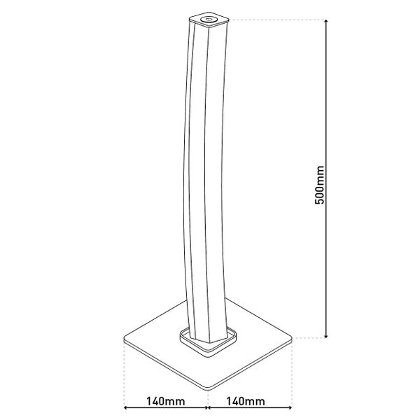 Illustration einer Lautsprecherboxensäule mit den Maßen 500 mm Höhe und 140 mm Breite