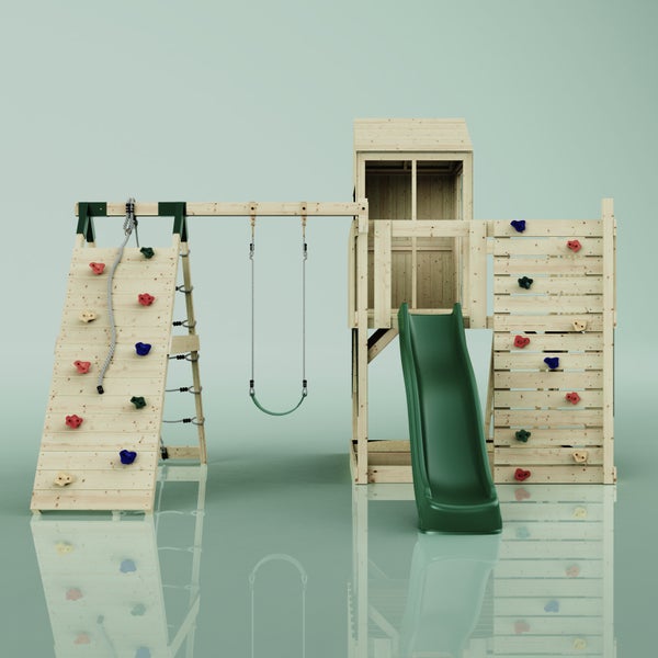 OutdoorToys Spielturm Ida aus Holz in Grün Kinderschaukel