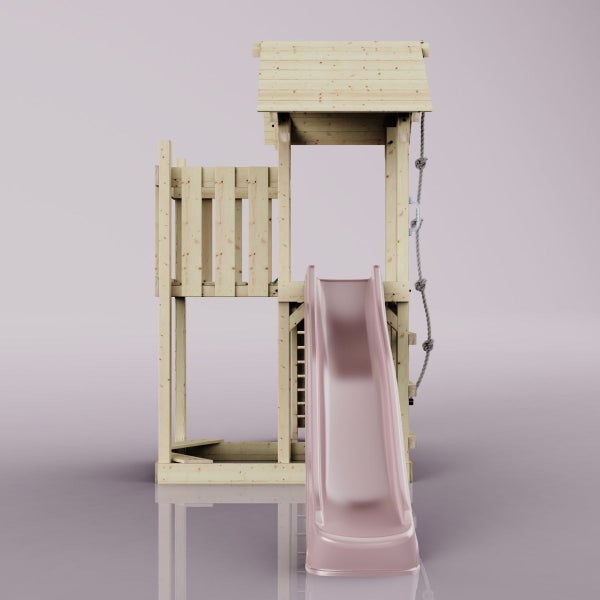 Spielturm mit Rutsche und Kletterseil für den Garten