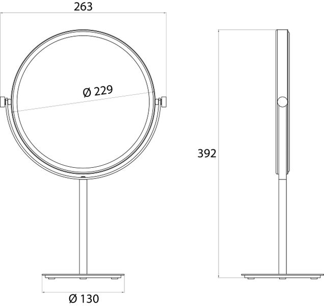 Calmwaters Rasierspiegel/Kosmetikspiegel Standspiegel, 3/1-fach Vergrößerung, chrom, rund, zweiseitige Spiegelfläche, Kristallglas, Metallhalterung, Ø 229 mm, 80BS6249