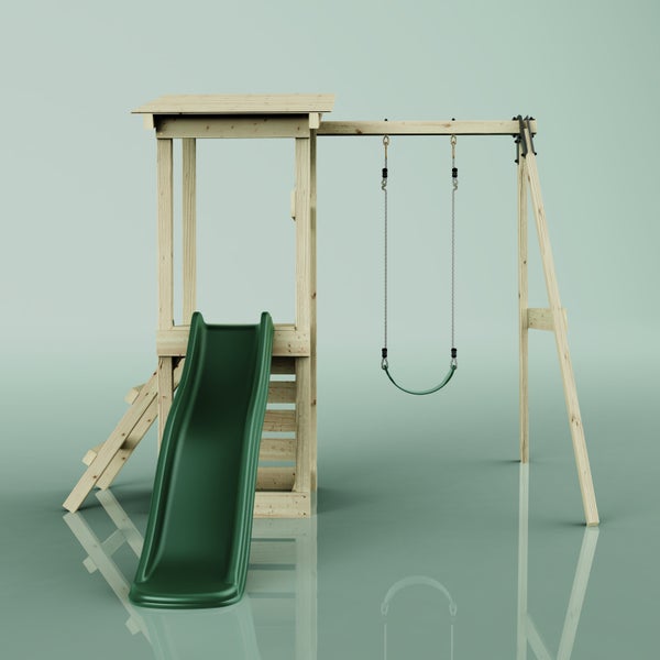 Spielturm mit Rutsche und Schaukel für den Garten