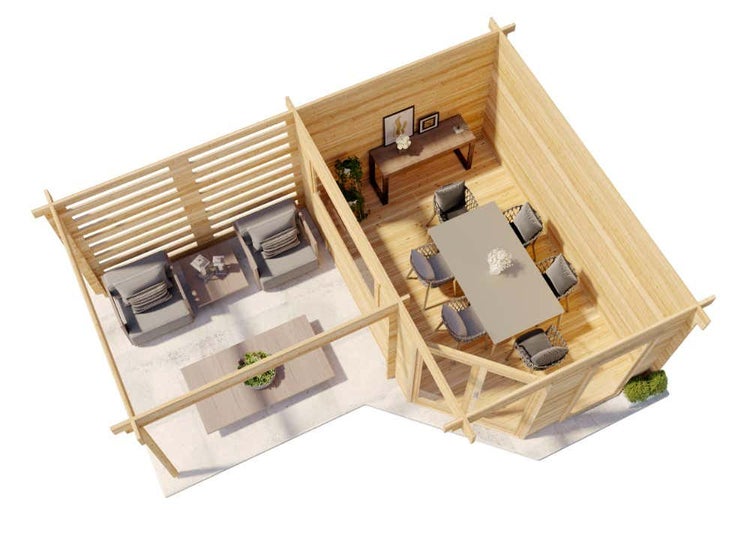 Alpholz 5-Eck Gartenhaus Pepe Optima aus Holz Gartenhaus mit 40 mm Wandstärke Holzhaus Blockbohlenhaus Flachdach