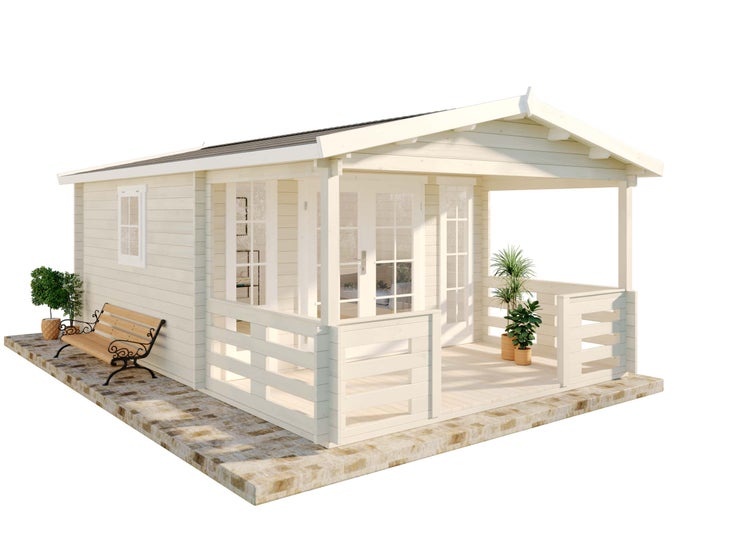 Alpholz Gartenhaus Lappland-40 A aus Holz in braun Holzhaus Wandstärke: 40 mm Inklusive: Terrasse Blockbohlenhaus