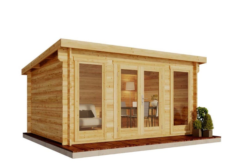 Alpholz Gartenhaus Atrium-F aus Holz in braun Holzhaus Wandstärke: 40 mm Blockbohlenhaus
