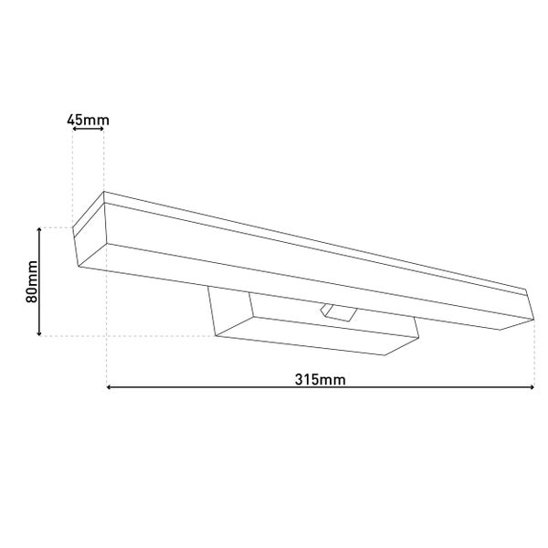 Technische Zeichnung einer Leuchte mit den Maßen 45 mm, 80 mm und 315 mm.