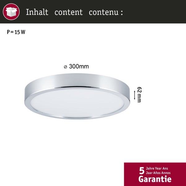 LED Panel Aviar IP44 300 mm 24W 1800lm 2700K Chrom dimmbar