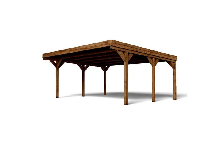 Alpholz Doppelcarport Victor Carport aus Holz in natur, Unterstand FSC zertifiziert, Überdachung mit Montagematerial imprägniert