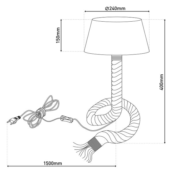Tischleuchte mit Lampenschirm und Seilfuß