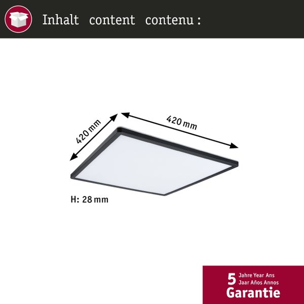 LED Panel 3-Step-Dim Atria Shine Backlight eckig 420x420 mm 22W 2200lm 3000K Schwarz dimmbar