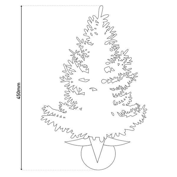 Umrisszeichnung eines 450 Millimeter hohen Weihnachtsbaums.