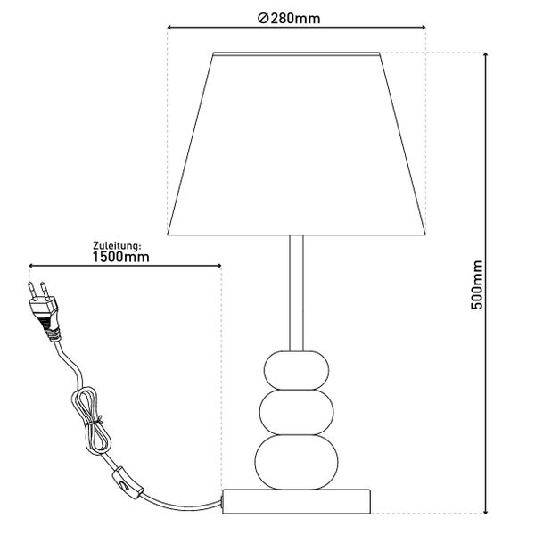 Tischleuchte mit Stoffschirm und Kugel-Dekofuss