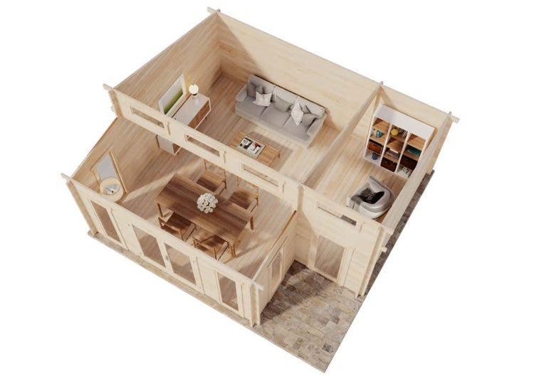 Alpholz Gartenhaus Lausitz Prima aus Holz Holzhaus Wandstärke: 40 mm Blockbohlenhaus