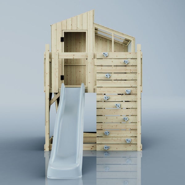 Spielturm mit Rutsche und Kletterwand für den Außenbereich