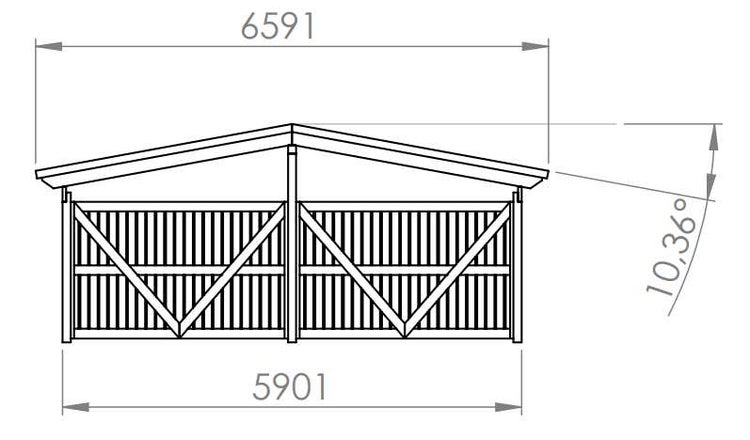 Alpholz Doppelcarport Tumba Carport aus Holz, Unterstand Überdachung mit Montagematerial, Naturbelassen 6,3x5,3m
