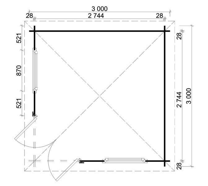 Alpholz 5-Eck Gartenhaus Viking ISO Gartenhaus aus Holz, Holzhaus mit 28 mm Wandstärke, Blockbohlenhaus mit Montagematerial, Naturbelassen 3,3x3,3m